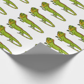 Happy Green iguana Cartoon Illustration Geschenkpapier (Ecke)
