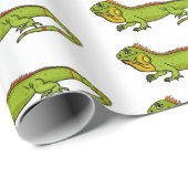 Happy Green iguana Cartoon Illustration Geschenkpapier (Rolleneckpunkt)