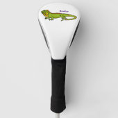 Happy Green iguana Cartoon Illustration Golf Headcover (Vorderseite)