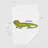 Happy Green iguana Cartoon Illustration Golfhandtuch (Insitu)