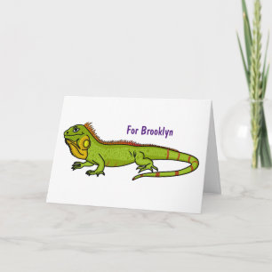 Happy Green iguana Cartoon Illustration Karte