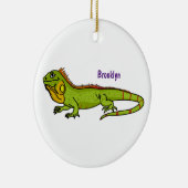 Happy Green iguana Cartoon Illustration Keramik Ornament (Rechts)