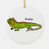 Happy Green iguana Cartoon Illustration Keramik Ornament (Vorne)