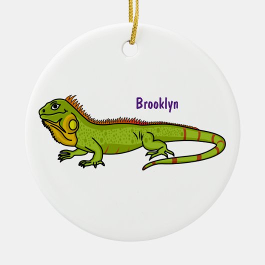 Happy Green iguana Cartoon Illustration Keramik Ornament (Vorne)