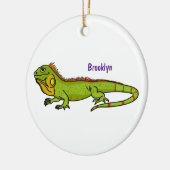 Happy Green iguana Cartoon Illustration Keramik Ornament (Links)