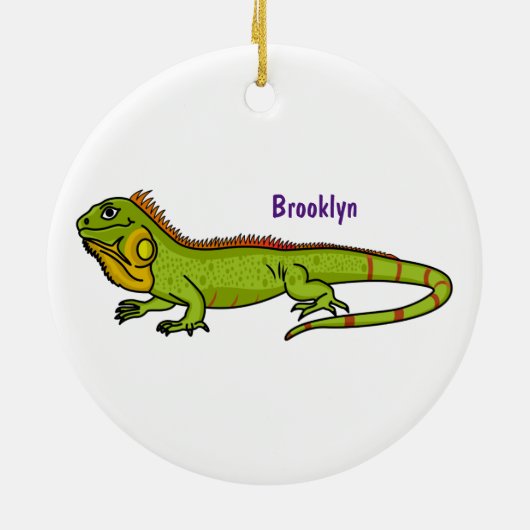 Happy Green iguana Cartoon Illustration Keramik Ornament (Hinten)