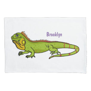 Happy Green iguana Cartoon Illustration Kissenbezug