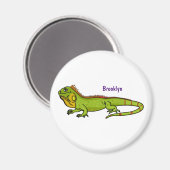 Happy Green iguana Cartoon Illustration Magnet (Vorderseite/Rückseite)