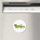 Happy Green iguana Cartoon Illustration Magnet (In Situ (Geschirrspüler))