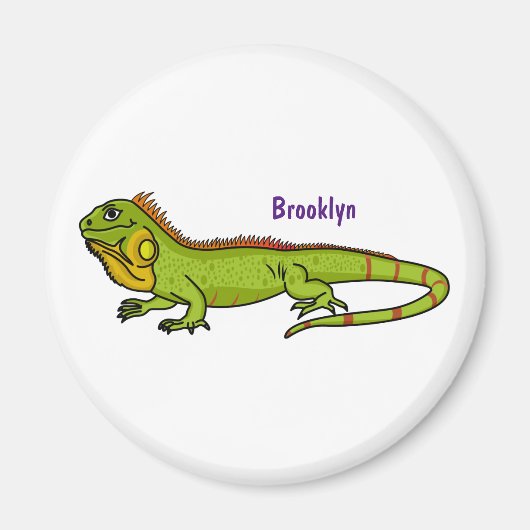 Happy Green iguana Cartoon Illustration Magnet (Vorne)