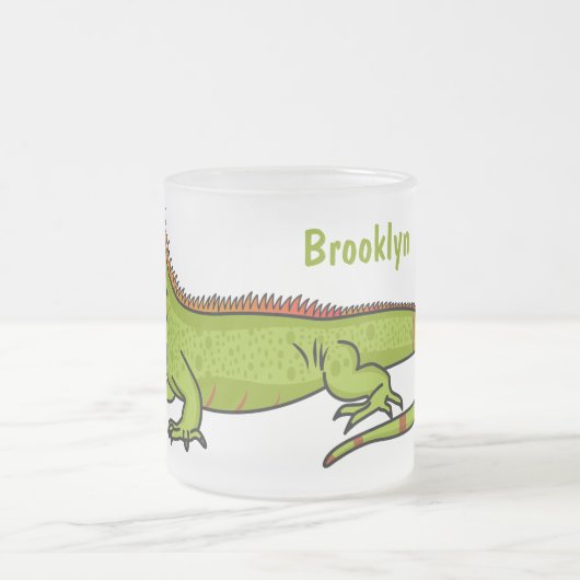 Happy Green iguana Cartoon Illustration Mattglastasse (Mittel)