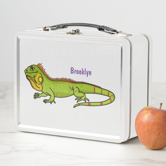 Happy Green iguana Cartoon Illustration Metall Brotdose (Beispiel)
