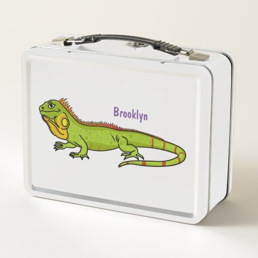 Happy Green iguana Cartoon Illustration Metall Brotdose (Rückseite)