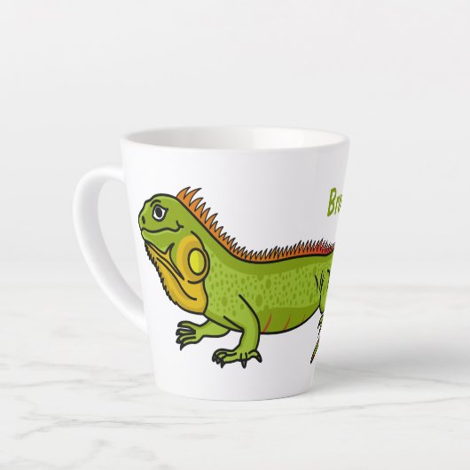 Happy Green iguana Cartoon Illustration Milchtasse (Linke Ecke)