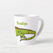 Happy Green iguana Cartoon Illustration Milchtasse (Rechte Ecke)