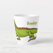 Happy Green iguana Cartoon Illustration Milchtasse (Vorderseite)
