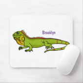 Happy Green iguana Cartoon Illustration Mousepad (Mit Mouse)