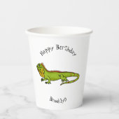 Happy Green iguana Cartoon Illustration Pappbecher (Vorderseite)