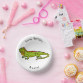 Happy Green iguana Cartoon Illustration Pappteller (Party)