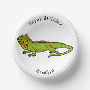 Happy Green iguana Cartoon Illustration Pappteller