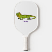 Happy Green iguana Cartoon Illustration Pickleball Schläger (Rückseite)
