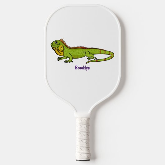 Happy Green iguana Cartoon Illustration Pickleball Schläger (Vorderseite)
