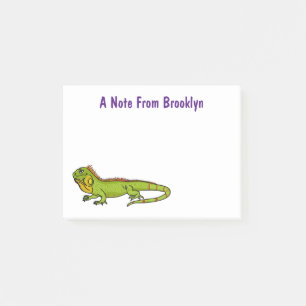 Happy Green iguana Cartoon Illustration Post-it Klebezettel