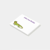Happy Green iguana Cartoon Illustration Post-it Klebezettel (angewinkelt)