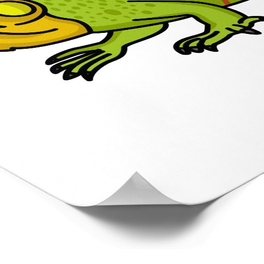 Happy Green iguana Cartoon Illustration Poster (Ecke)