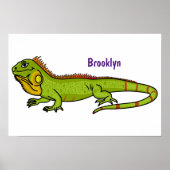 Happy Green iguana Cartoon Illustration Poster (Vorne)