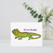 Happy Green iguana Cartoon Illustration Postkarte (Stehend Vorderseite)