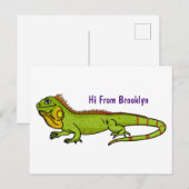 Happy Green iguana Cartoon Illustration Postkarte (Vorne/Hinten)