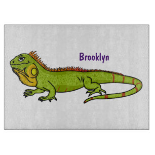 Happy Green iguana Cartoon Illustration Schneidebrett