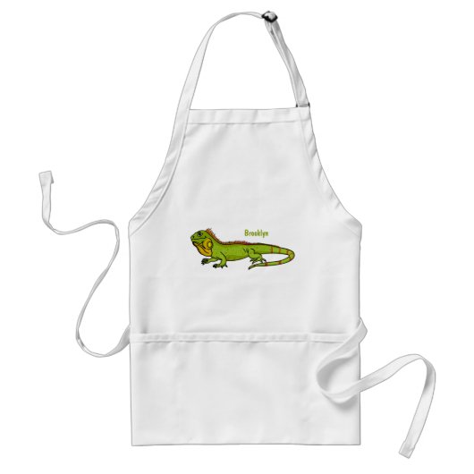 Happy Green iguana Cartoon Illustration Schürze (Vorne)