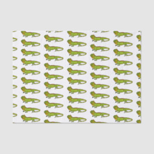 Happy Green iguana Cartoon Illustration Seidenpapier