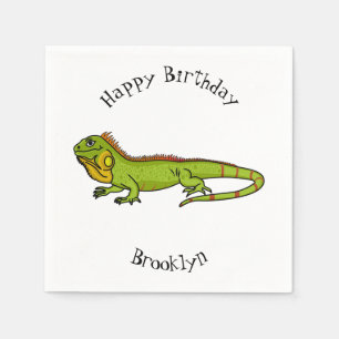Happy Green iguana Cartoon Illustration Serviette