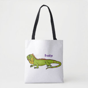 Happy Green iguana Cartoon Illustration Tasche
