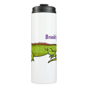 Happy Green iguana Cartoon Illustration Thermosbecher