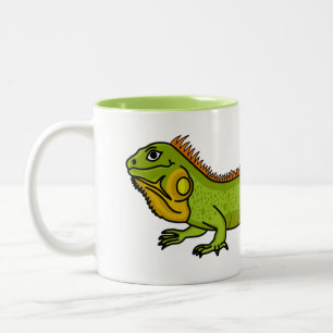 Happy Green iguana Cartoon Illustration Zweifarbige Tasse
