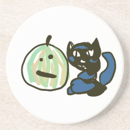 Happy Green Jack o Lantern Black Cat  Getränkeuntersetzer