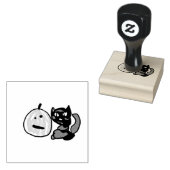 Happy Green Jack o Lantern Black Cat Gummistempel (Stempel)