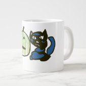 Happy Green Jack o Lantern Black Cat  Jumbo-Tasse (Vorderseite Rechts)
