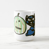 Happy Green Jack o Lantern Black Cat Kaffeetasse (Mittel)