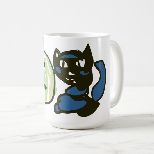 Happy Green Jack o Lantern Black Cat Kaffeetasse (VorderseiteRechts)