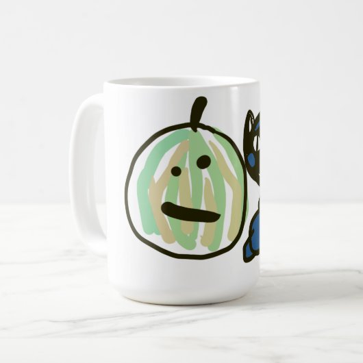 Happy Green Jack o Lantern Black Cat  Kaffeetasse (Vorderseite Links)
