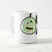 Happy Green Jack o Lantern Black Cat Kaffeetasse (Vorderseite Links)