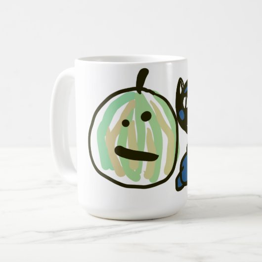 Happy Green Jack o Lantern Black Cat  Kaffeetasse (Vorderseite Links)