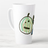 Happy Green Jack o Lantern Black Cat  Milchtasse (Linke Ecke)