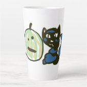 Happy Green Jack o Lantern Black Cat  Milchtasse (Vorderseite)