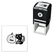 Happy Green Jack o Lantern Black Cat  Permastempel (Beispiel)